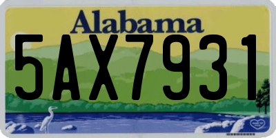AL license plate 5AX7931