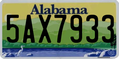 AL license plate 5AX7933