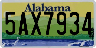 AL license plate 5AX7934