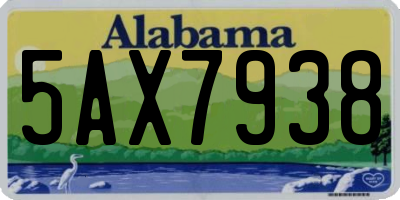 AL license plate 5AX7938