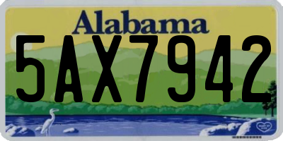 AL license plate 5AX7942