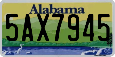 AL license plate 5AX7945