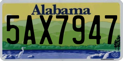 AL license plate 5AX7947