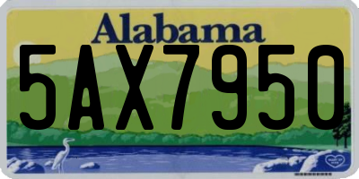 AL license plate 5AX7950