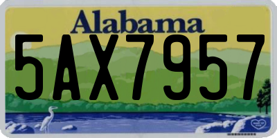 AL license plate 5AX7957