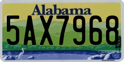 AL license plate 5AX7968