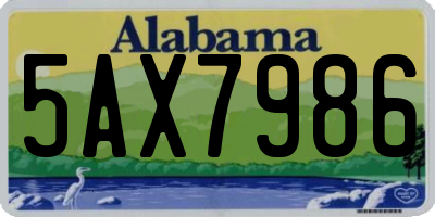AL license plate 5AX7986
