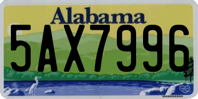 AL license plate 5AX7996