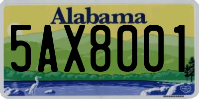 AL license plate 5AX8001