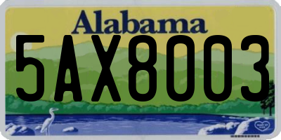 AL license plate 5AX8003