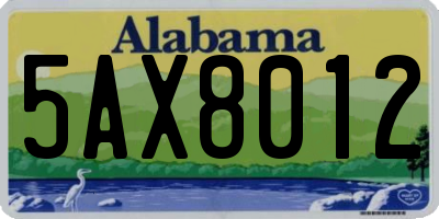 AL license plate 5AX8012