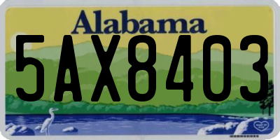 AL license plate 5AX8403