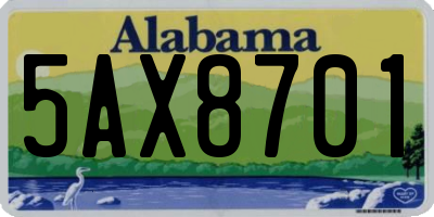 AL license plate 5AX8701