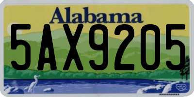 AL license plate 5AX9205