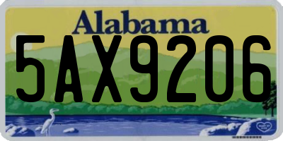 AL license plate 5AX9206