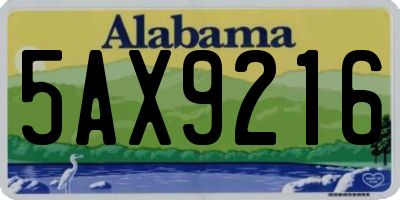 AL license plate 5AX9216
