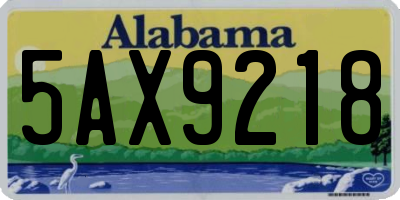 AL license plate 5AX9218