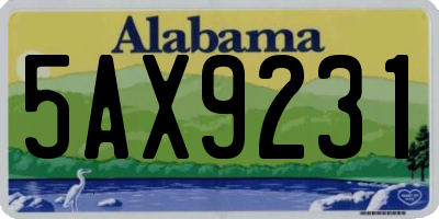 AL license plate 5AX9231