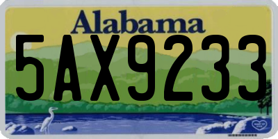 AL license plate 5AX9233