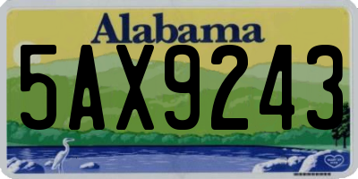 AL license plate 5AX9243