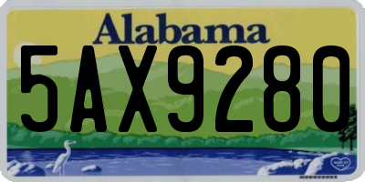 AL license plate 5AX9280