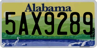 AL license plate 5AX9289