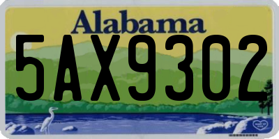 AL license plate 5AX9302
