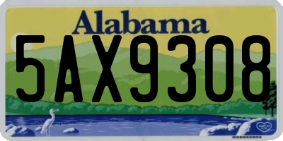 AL license plate 5AX9308
