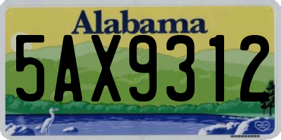 AL license plate 5AX9312