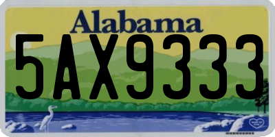 AL license plate 5AX9333