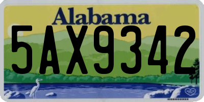 AL license plate 5AX9342