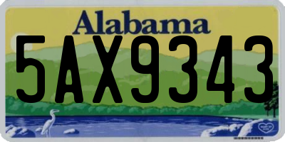 AL license plate 5AX9343