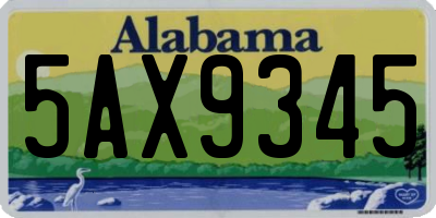 AL license plate 5AX9345