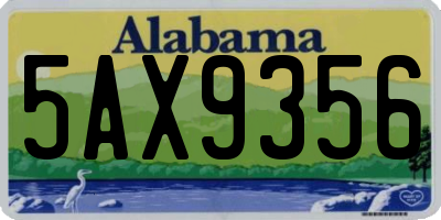 AL license plate 5AX9356
