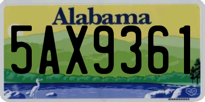 AL license plate 5AX9361