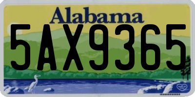 AL license plate 5AX9365