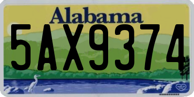AL license plate 5AX9374