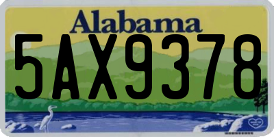 AL license plate 5AX9378