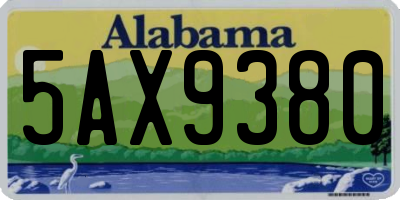 AL license plate 5AX9380