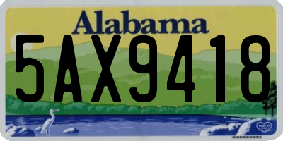 AL license plate 5AX9418
