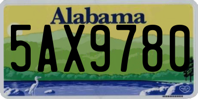 AL license plate 5AX9780