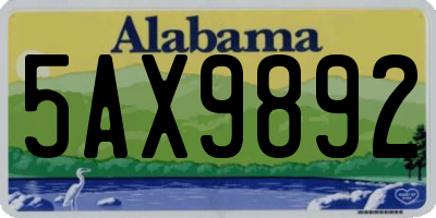 AL license plate 5AX9892