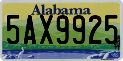 AL license plate 5AX9925