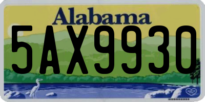 AL license plate 5AX9930