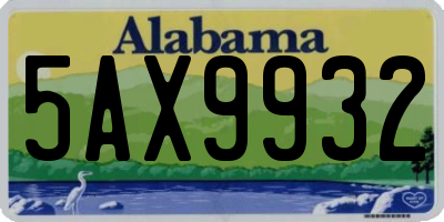 AL license plate 5AX9932
