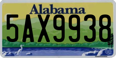 AL license plate 5AX9938
