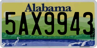 AL license plate 5AX9943