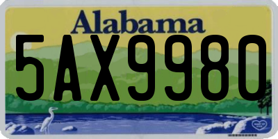AL license plate 5AX9980