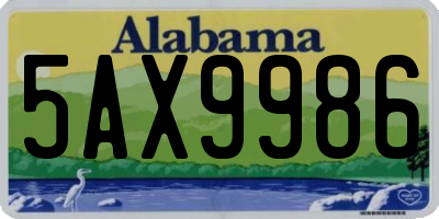 AL license plate 5AX9986