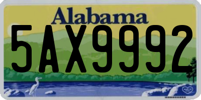 AL license plate 5AX9992